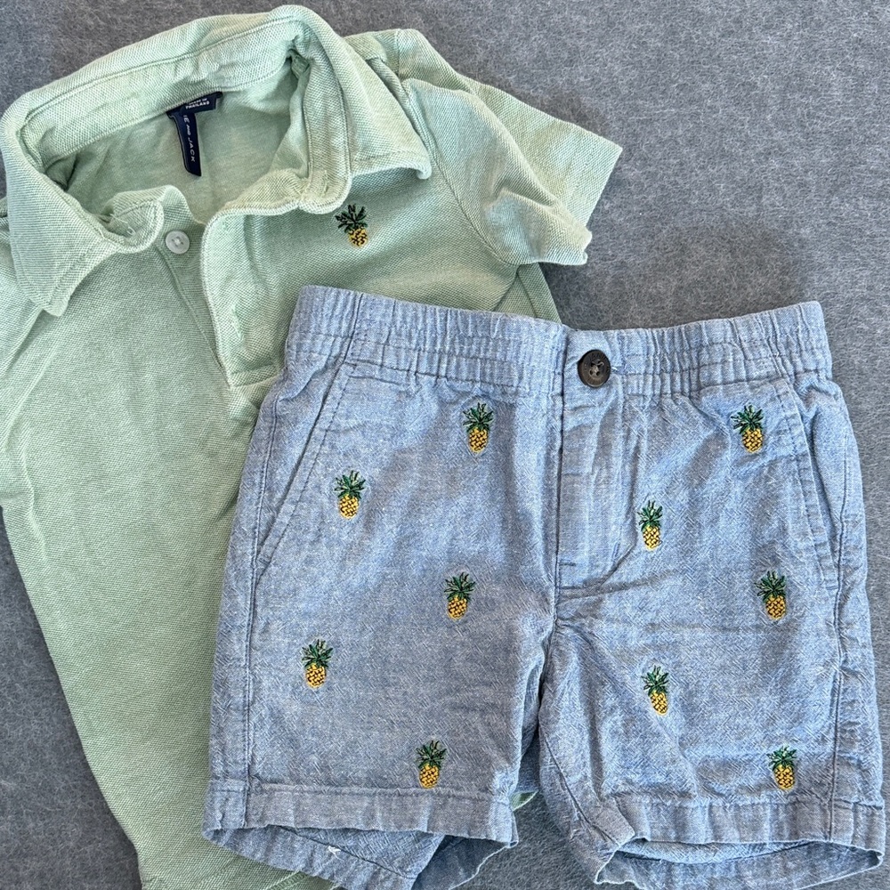 Janie and Jack Green and Blue Pineapple Set